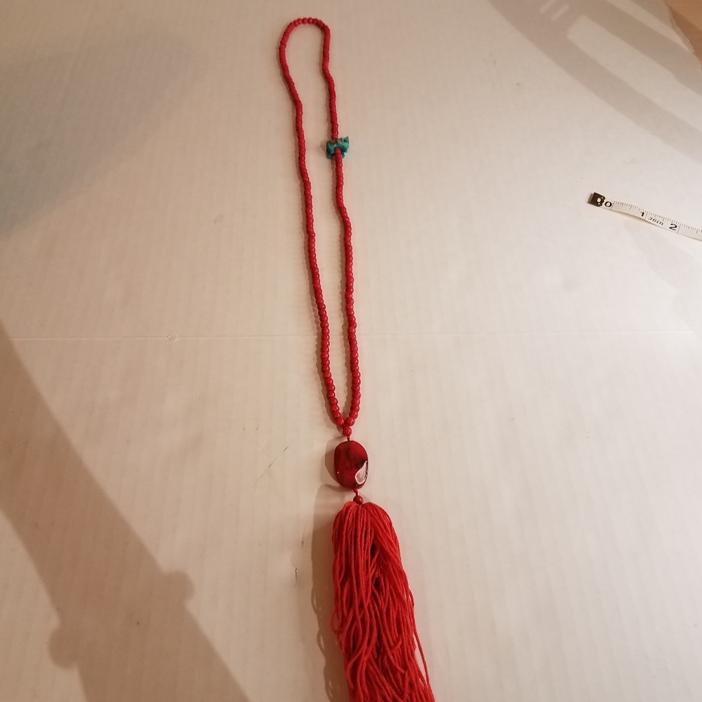 Elephant tassel necklace j352